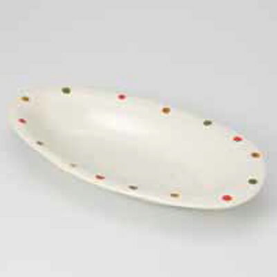 和食器 三色水玉 舟型鉢(小) 37K278-20 まごころ第37集 【厨房館】