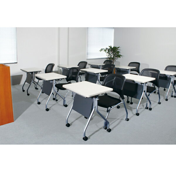 抗ウイルス跳ね上げ式会議テーブル(幕板付) ナチュラル VAHMJM1860NA 【厨房館】 [3]