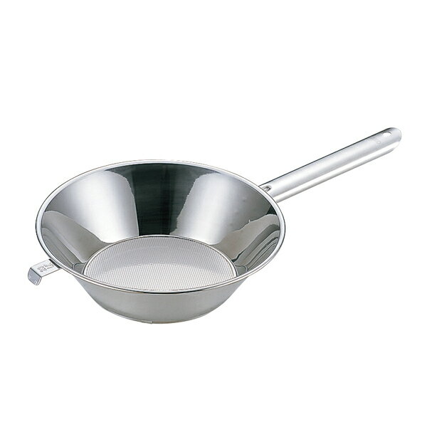 18-8 油こし 片手ハンドル 30cm (パンチ網) φ1.1mm 9921302【厨房館】