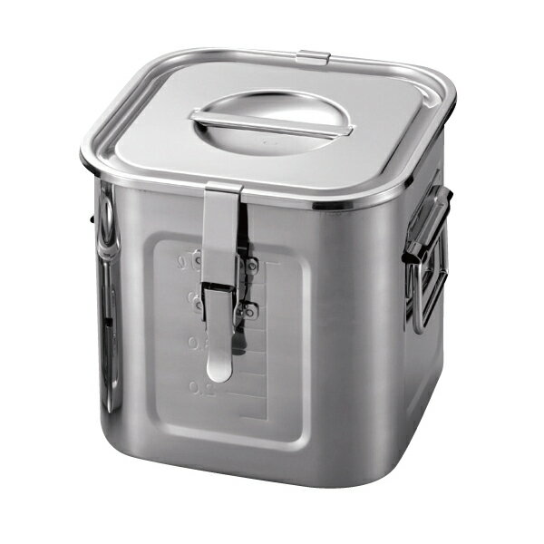 18-8目盛付角キッチンポット(手付) パッキン・フック付30cm 16300【厨房館】