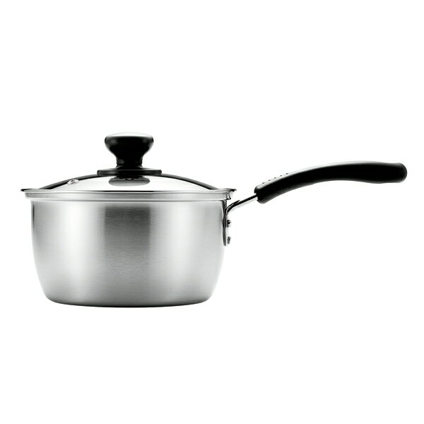 【まとめ買い10個セット品】モノクロ ステンレス製ガラス蓋付片手鍋16cm【厨房館】