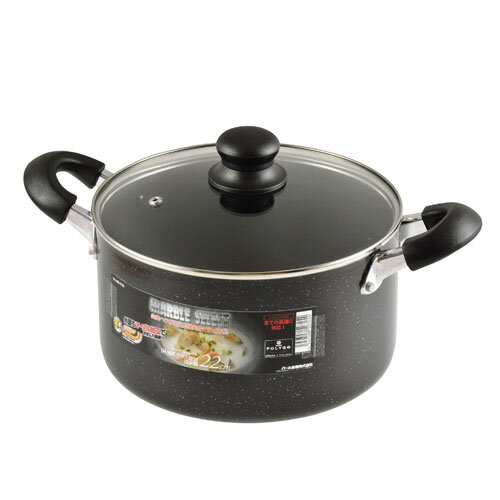 Ih/Gas Compatible - マーブルセレクト IH対応ガラス蓋付両手鍋22cm【厨房館】