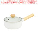 ジャストサイズ IH対応ホーローガラス蓋片手鍋15cm(ホワイト) 【厨房館】