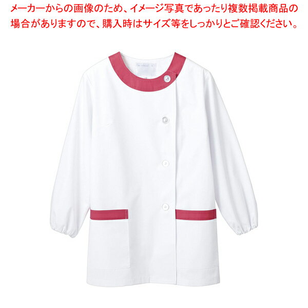 女性用調理衣長袖 1-093 白／ピンク L