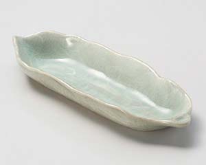 【まとめ買い10個セット品】和食器 ロ047-098 うすみどり そら豆型鉢【キャンセル/返品不可】【厨房館】