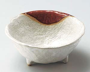 【まとめ買い10個セット品】和食器 ロ048-248 赤釉掛三ッ足深鉢【キャンセル/返品不可】【厨房館】