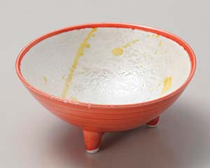 【まとめ買い10個セット品】和食器 ミ058-258 渕赤黄とばし 三ツ足小鉢【キャンセル/返品不可】【厨房館】