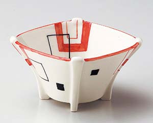 【まとめ買い10個セット品】和食器 ミ059-058 幾何柄四ッ足小鉢【キャンセル/返品不可】【厨房館】