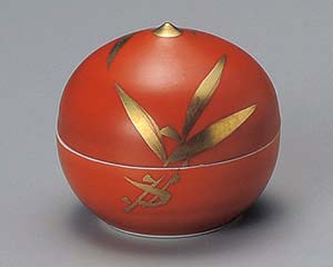 【まとめ買い10個セット品】和食器 オ082-378 朱巻金笹蓋付珍味(小)【キャンセル/返品不可】【厨房館】
