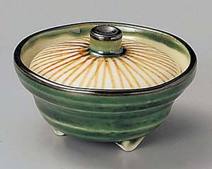 【まとめ買い10個セット品】和食器 ロ083-138 織部櫛目三つ足蓋付珍味【キャンセル/返品不可】【厨房館】