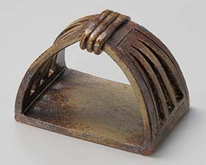 【まとめ買い10個セット品】和食器 ミ084-028 備前風 かまくら手さげ皿(小)【キャンセル/返品不可】【厨房館】