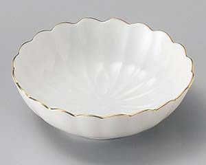 【まとめ買い10個セット品】和食器 ツ096-258 渕金花型小鉢(白)【キャンセル/返品不可】【厨房館】