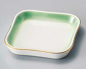 【まとめ買い10個セット品】和食器 ツ100-308 ヒワ吹渕金正角皿【キャンセル/返品不可】【厨房館】