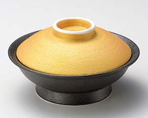 和食器 キ102-018 金彩黒油滴平蓋向【厨房館】
