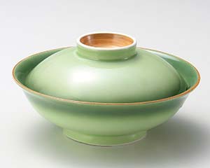 【まとめ買い10個セット品】和食器 ロ102-068 緑彩平蓋向【キャンセル/返品不可】【厨房館】