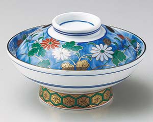 和食器 ツ103-068 染錦あけぼの菊蓋向(小)【厨房館】