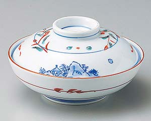 和食器 カ104-068 赤絵京山水蓋向【厨房館】