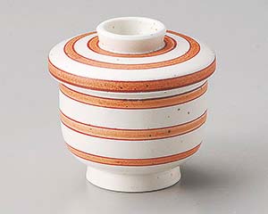 【まとめ買い10個セット品】和食器 ロ115-058 赤絵筋マット釉むし碗【キャンセル/返品不可】【厨房館】