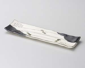 【まとめ買い10個セット品】和食器 ミ126-098 黒織部 細長皿【キャンセル/返品不可】【厨房館】