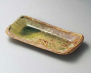【まとめ買い10個セット品】和食器 メ143-088 灰釉足付長方皿【キャンセル/返品不可】【厨房館】