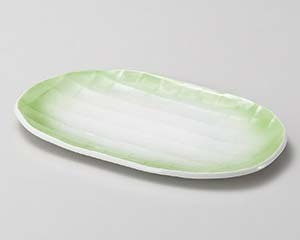 【まとめ買い10個セット品】和食器 ロ145-138 ヒワ吹格子 小判焼物皿【キャンセル/返品不可】【厨房館】