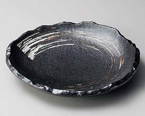 和食器 イ169-078 栗色刷毛目たたき大皿【厨房館】