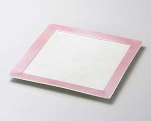 和食器 ミ185-208 ピンクラスターリム付24cm角皿【厨房館】