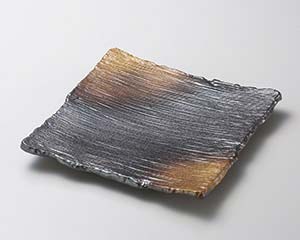 【まとめ買い10個セット品】和食器 ヤ187-128 黒備前金茶吹凛19正角皿【キャンセル/返品不可】【厨房館】