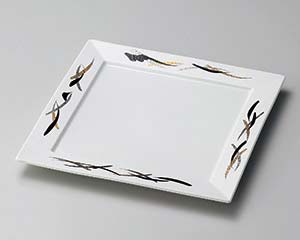 【まとめ買い10個セット品】和食器 ト188-118 金銀 黒彩正角8寸皿【キャンセル/返品不可】【厨房館】