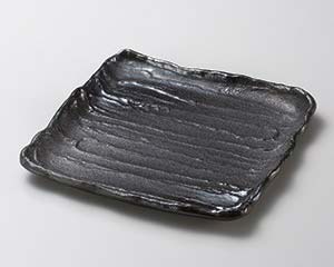 【まとめ買い10個セット品】和食器 カ190-128 金吹黒砂荒ソギ22cm角皿【キャンセル/返品不可】【厨房館】