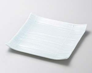 【まとめ買い10個セット品】和食器 ロ189-028 青磁スダレ 浜ナシ正角大皿【キャンセル/返品不可】【厨房館】