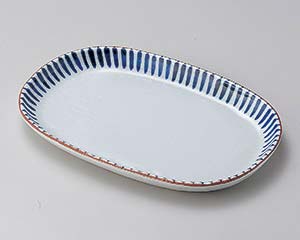 【まとめ買い10個セット品】和食器 ロ197-068 藍十草小判型深口8.0皿【キャンセル/返品不可】【厨房館】