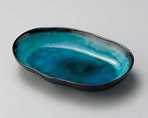 【まとめ買い10個セット品】和食器 オ199-178 ヒスイ天目小判皿(中)【キャンセル/返品不可】【厨房館】