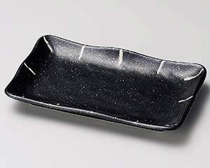 【まとめ買い10個セット品】和食器 ハ223-098 黒波 角取皿【キャンセル/返品不可】【厨房館】