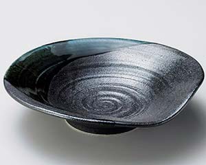 【まとめ買い10個セット品】和食器 ア257-018 黒結晶緑流盛皿小【キャンセル/返品不可】【厨房館】