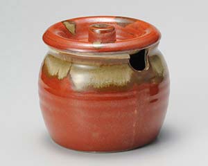 【まとめ買い10個セット品】和食器 ホ299-018 赤釉流口切4号カメ【キャンセル/返品不可】【厨房館】