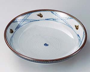 【まとめ買い10個セット品】和食器 ネ308-078 呉須巻錆点7.5めん皿【キャンセル/返品不可】【厨房館】