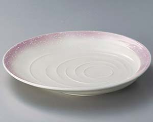 【まとめ買い10個セット品】和食器 ミ312-148 ピンク白吹波紋9寸皿【キャンセル/返品不可】【厨房館】