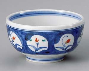 【まとめ買い10個セット品】和食器 カ340-128 ダミ呉須赤絵花4.2丼【キャンセル/返品不可】【厨房館】