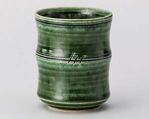 【まとめ買い10個セット品】和食器 ミ378-108 手造り織部竹筋長湯呑【キャンセル/返品不可】【厨房館】