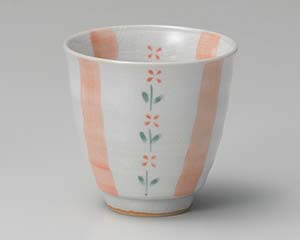 【まとめ買い10個セット品】和食器 ア386-108 花十草湯呑赤【キャンセル/返品不可】【厨房館】