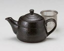 【まとめ買い10個セット品】和食器 キ394-218 黒結晶ポット(茶こし付)【キャンセル/返品不可】【厨房館】