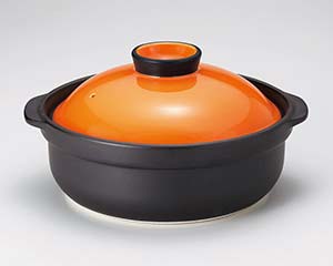 【まとめ買い10個セット品】和食器 コ404-368 宴オレンジ/黒7号鍋【キャンセル/返品不可】【厨房館】