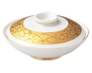 【まとめ買い10個セット品】和食器 ツ103-098 萬月金月花 新平蓋向(小)【キャンセル/返品不可】【厨房館】