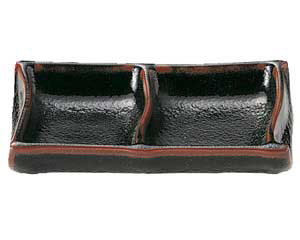 【まとめ買い10個セット品】和食器 ツ436-268 ゆず天目 二ツ仕切皿【キャンセル/返品不可】【厨房館】