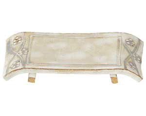 【まとめ買い10個セット品】和食器 ミ127-118 手造り粉引華紋(土物)弓型7.0長角皿【キャンセル/返品不可】【厨房館】