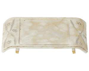 和食器 ミ142-058 手造り粉引華紋(土物)弓型8.5前菜皿【厨房館】