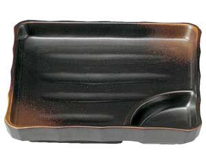 【まとめ買い10個セット品】和食器 ト440-298 焼締 正角仕切皿【キャンセル/返品不可】【厨房館】