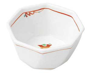 【まとめ買い10個セット品】和食器 ホ070-038 赤絵花紋 八角小鉢(中)【キャンセル/返品不可】【厨房館】