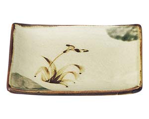 【まとめ買い10個セット品】和食器 オ468-618 織部流し芦絵 角4.5皿【キャンセル/返品不可】【厨房館】